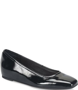 \tg fB[X V[Y T_ U[ Sofft Poppy Patent Leather Slip On Ballet Wedge Pumps Black ubN