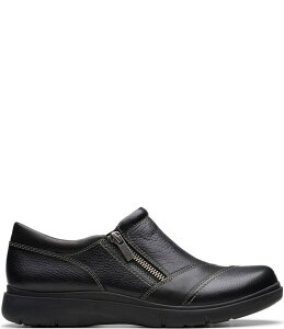 N[NX fB[X V[Y pvX U[ [t@[ Clarks Artisan Certina Pure Leather Side Zip Slip-On Loafers Black ubN