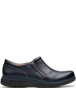 N[NX fB[X V[Y pvX U[ [t@[ Clarks Artisan Certina Pure Leather Side Zip Slip-On Loafers Navy lCr[