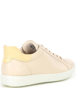 �G�R�[ ���f�B�[�X �V���[�Y �X�j�[�J�[ ���[�X ���U�[ ECCO Women's Soft VII Leather Elastic Lace Up Slip On Sneakers Lime Stone ���C��
