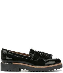 tRTg fB[X V[Y pvX vbgtH[ [t@[ Franco Sarto Carolynn Patent Tassel Lug Sole Platform Loafers Black ubN
