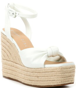 Wrj fB[X V[Y Xb|E[t@[ vbgtH[ T_ U[ Gianni Bini Shanessa Knot Leather Jute Platform Wedge Sandals White zCg