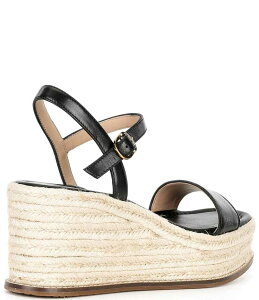 R[n[ fB[X V[Y T_ U[ Black Leather Cole Haan CLOUDFEEL Keeton Leather Platform Wedge Espadrille Sandals