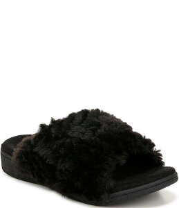 oCIjbN fB[X V[Y T_ Vionic Relax II Chevron Faux Fur Slide Slippers Black ubN