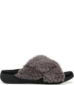 oCIjbN fB[X V[Y T_ Vionic Relax II Chevron Faux Fur Slide Slippers Charcoal `R[