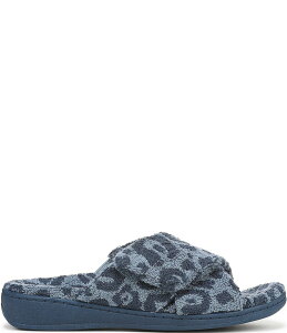 oCIjbN fB[X V[Y T_ vg pC Vionic Relax II Leopard Print Terry Cloth Slide Slippers Blue Multi u[
