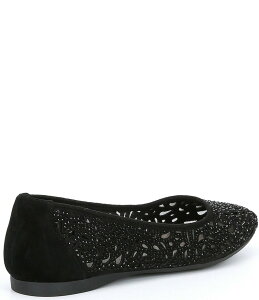 �A���b�N�X�}���[ ���f�B�[�X �V���[�Y �p���v�X �X�G�[�h Alex Marie Altana Suede Laser-Cut Rhinestone Flats Black �u���b�N