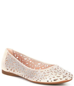 �A���b�N�X�}���[ ���f�B�[�X �V���[�Y �p���v�X �g�[�� Alex Marie Altana Metallic Laser-Cut Rhinestone Flats Rose Gold �S�[���h