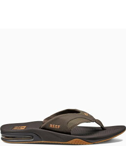 [t Y V[Y T_ Brown/Gum Reef Men's Fanning Bottle Opener Thong Sandals