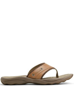 yz Xy[ Y T_ V[Y Men's Outer Banks Leather Flip Flops Medium Beige