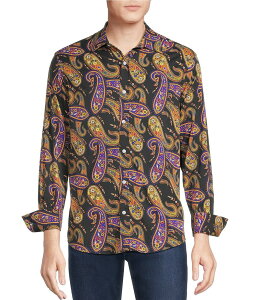 �_�j�G�� �N���~�� �����Y �g�b�v�X �V���c �f�j�� Cremieux Cremiux Premium Denim Large Paisley Long Sleeve Woven Shirt Purple �p�[�v��