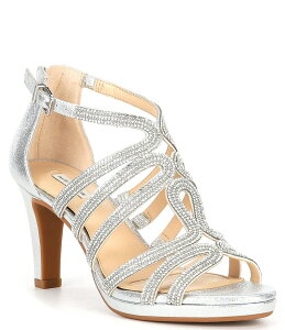 �A���b�N�X�}���[ ���f�B�[�X �V���[�Y �T���_�� �v���b�g�t�H�[�� ���U�[ Alex Marie Lillie Leather Rhinestone Strappy Platform Dress Sandals Silver �V���o�[
