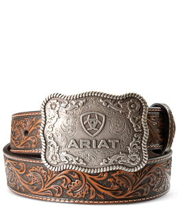 �A���A�g �����Y �A�N�Z�T���[ �x���g �t�����[�� ���U�[ �t�����[ Ariat Plate Buckle Floral Embossed Leather Belt Medium Brown �u���E��