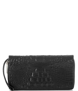 �u�����~�� ���f�B�[�X �A�N�Z�T���[ ���z BRAHMIN Melbourne Collection Skyler Crocodile-Embossed Travel Wallet Black �u���b�N