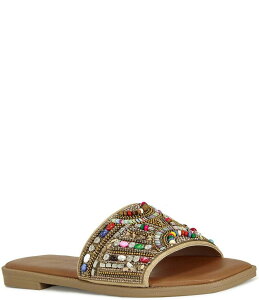 【送料無料】 アザレア ワン レディース パンプス シューズ Essere Rainbow Embellished Flat Sandals Beige