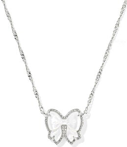 �P���h���X�R�b�g ���f�B�[�X �A�N�Z�T���[ �l�b�N���X�E�`���[�J�[ ���[�X Kendra Scott Haley Bow Short Pendant Necklace Silver Ivory Mother Of Pearl �A�C�{���[