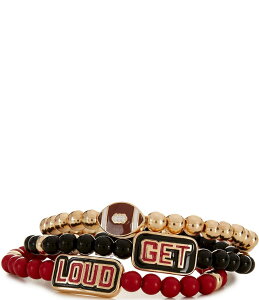【送料無料】 アンナ&アヴァ レディース ブレスレット・バングル・アンクレット アクセサリー Beaded Get Loud Football Stretch Bracelet Set Red/Black