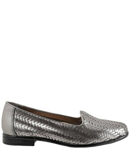 gb^[Y fB[X V[Y pvX U[ [t@[ Trotters Liz III Woven Leather Loafers Pewter s[^[