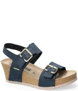 yz tBXg fB[X T_ V[Y Lissandra Leather Buckle Hardware Hook-and-Loop Banded Slingback Wedges Blue