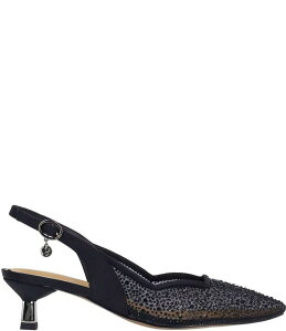 WFCj[ fB[X V[Y q[ bV Te J. Renee Aleksa Satin Rhinestone Mesh Slingback Kitten Heel Dress Pumps Black ubN