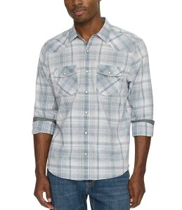 �t���b�O �A���h �A���Z�� �����Y �g�b�v�X �V���c ���B���e�[�W Flag and Anthem Bayonne Vintage Plaid Long Sleeve Western Shirt Pale Blue/White �z���C�g