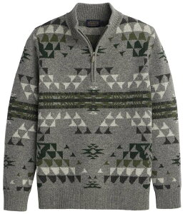 yhg Y AE^[ jbgEZ[^[ E[ Pendleton Autumn Birch Lambswool Quarter-Zip Pullover Autumn Birch Grey O[