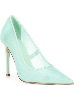 yz XeB[u }f fB[X q[ V[Y Reya Mesh Pointed Toe Stiletto Pumps Mint Sage