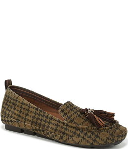 i`CU[ fB[X V[Y Xb|E[t@[ XG[h [t@[ Naturalizer Betsy Suede Houndstooth Tassel Driving Loafers Olive I[u
