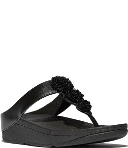 �t�B�b�g�t���b�v ���f�B�[�X �V���[�Y �T���_�� FitFlop Fino Beadie-Button Ornament Thong Wedge Sandals Black �u���b�N