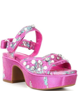 �W�����r�j ���f�B�[�X �V���[�Y �T���_�� �v���b�g�t�H�[�� �L���e�B���O Gianni Bini Zoeyy Three Pearl Ornamented Quilted Brocade Platform Sandals Multi �}���`�J���[