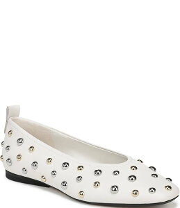 �i�`�����C�U�[ ���f�B�[�X �V���[�Y �p���v�X ���U�[ Naturalizer 27 EDIT Carla Stud Leather Square Toe Ballet Flats Warm White �z���C�g