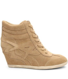 �A�b�V�� ���f�B�[�X �V���[�Y �X�j�[�J�[ �X�G�[�h ���[�X ASH Boradia Suede Lace Up High Wedge Sneakers Cuoio