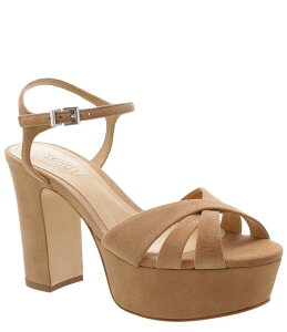 yz Vbc fB[X T_ V[Y Keefa Suede Platform Ankle Strap Block Heel Sandals Honey Beige