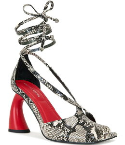 �A�U���A ���� ���f�B�[�X �V���[�Y �q�[�� �v�����g �A���N�� Azalea Wang Buiky Snake Print Ankle Wrap Pumps Snake