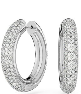 XtXL[ fB[X ANZT[ sAXECO Swarovski Dextera Crystal Pave Hoop Earrings Silver Vo[