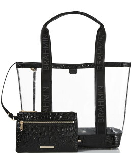 �u�����~�� ���f�B�[�X �o�b�O �g�[�g�o�b�O �R���g���X�g BRAHMIN Seagate Collection Affinity Brooke Clear Contrast Trim Tote Bag Black �u���b�N