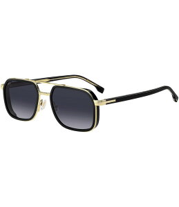 �q���[�S�{�X ���f�B�[�X �A�N�Z�T���[ �T���O���X�E�A�C�E�F�A Hugo Boss Men's Boss1724 55mm Aviator Sunglasses Black Gold �u���b�N