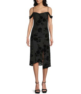 I.N.TtVXR fB[X gbvX s[X AVg[ tgXbg I.N. San Francisco Off-The-Shoulder Cowl Neck Asymmetric Hem Front Slit Slip Dress Black ubN