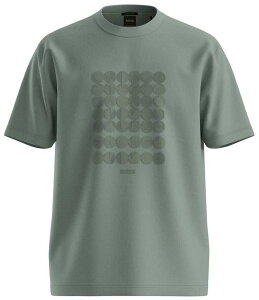 �q���[�S�{�X �����Y �g�b�v�X �V���c T�V���c Hugo Boss BOSS Circle Artwork Short Sleeve T-Shirt Open Green �O���[��