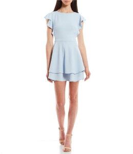 �~�b�h�i�C�g �h�[�� ���f�B�[�X �g�b�v�X �����s�[�X Midnight Doll Flutter Sleeve Double-Hem Fit & Flare Dress Powder Blue �u���[