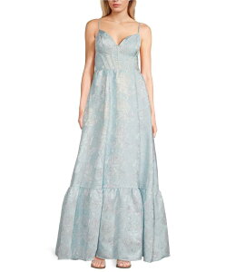 �~�b�h�i�C�g �h�[�� ���f�B�[�X �g�b�v�X �����s�[�X Midnight Doll Spaghetti Strap Brocade Corset Detail Gown Blue/Silver �u���[
