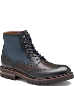 WXgAh}[tB[ Y V[Y u[cECu[c EBO`bv u[O u[c U[ Johnston & Murphy Collection Men's Dudley Leather Brogue Detail Wingtip Lug Sole Boots Navy lCr[