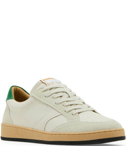 yz XeB[u }f Y hXV[Y V[Y Men's Prismo Leather and Suede Perforated Detail Lace Up Sneakers White/Green Multi