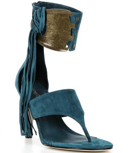 【送料無料】 ジェフリー キャンベル レディース ヒール シューズ I-Dare-U Suede Fringe Hardware Ankle Wrap Dress Sandals Dusty Turquoise