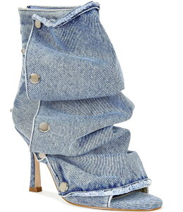 �A�U���A ���� ���f�B�[�X �V���[�Y �u�[�c�E���C���u�[�c �M���U�[ �f�j�� �u�[�c Azalea Wang Birdsong Ruched Denim Snap Hardware Peep Toe Booties Light Denim �f�j��