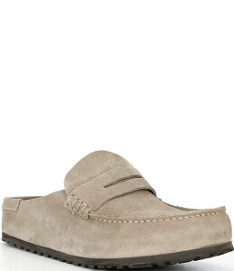 yz rPVgbN Y Xb|E[t@[ V[Y Men's Naples Suede Wrapped Penny Keeper Clogs Taupe