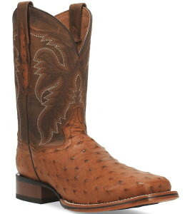 �_���|�X�g �����Y �V���[�Y �u�[�c�E���C���u�[�c Dan Post Men's Alamosa 11 Full Quill Ostrich Square Toe Western Boots Bay Apache