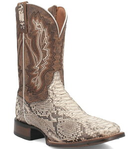 �_���|�X�g �����Y �V���[�Y �u�[�c�E���C���u�[�c Dan Post Men's Brutus 11 Python Snake Square Toe Western Boots Natural/Brown �u���E��