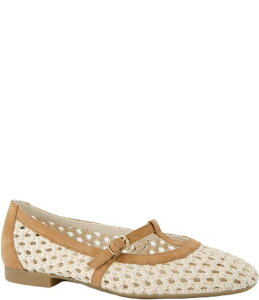 �|�[���E�O���[�� ���f�B�[�X �V���[�Y �p���v�X �X�G�[�h Paul Green Anabele Woven Nubuck Suede T-Strap Mary Jane Flats Natural