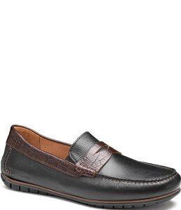 【送料無料】 ジョンストンアンドマーフィー メンズ スリッポン・ローファー シューズ Men's Cort 2.0 Colorblock Croco Embossed Leather Penny Loafers Black/Dark Brown
